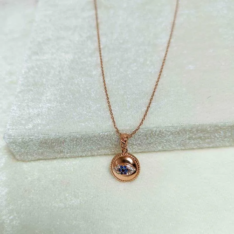 Rose Gold Evil Eye Necklace