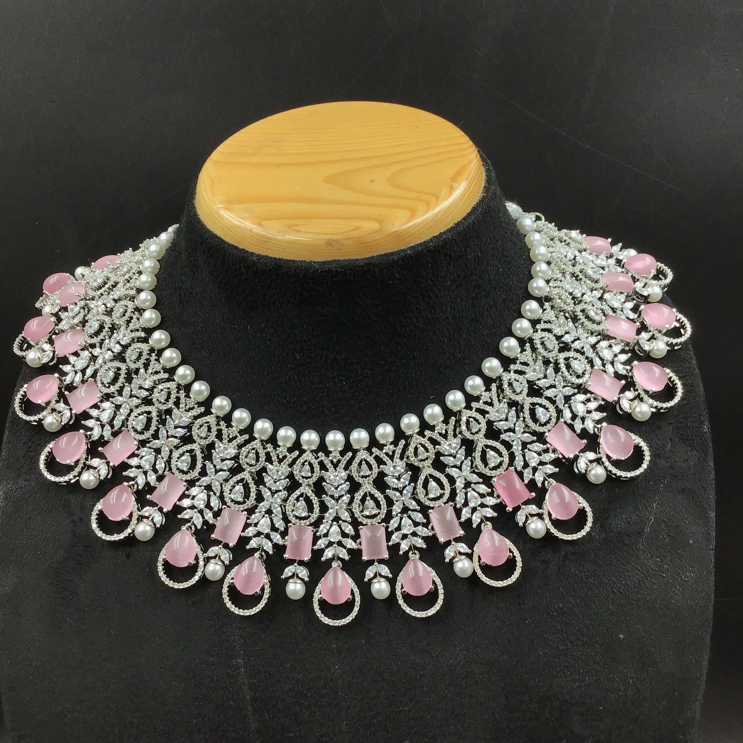Round Neck Zircon/AD Necklace Set 7331-68