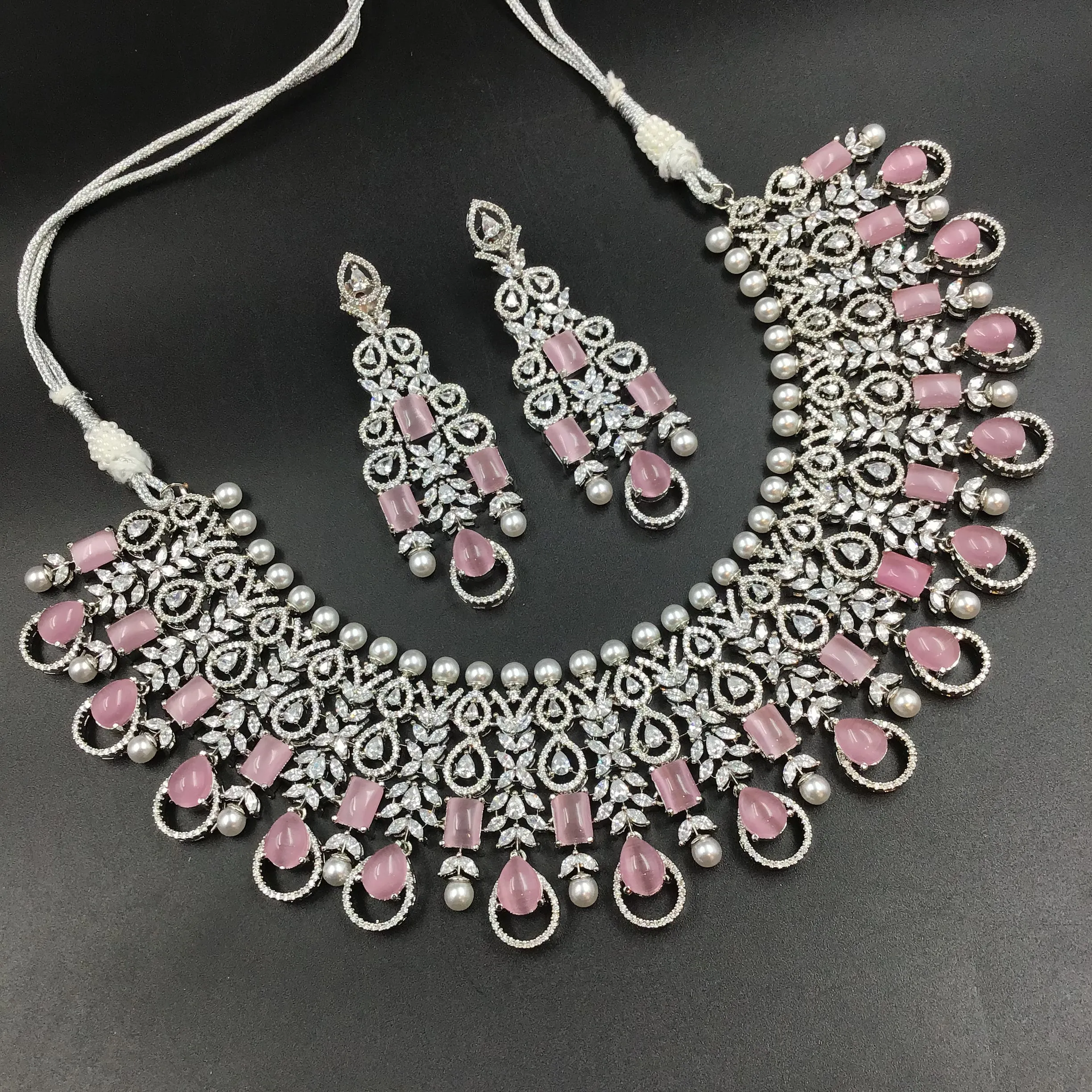 Round Neck Zircon/AD Necklace Set 7331-68