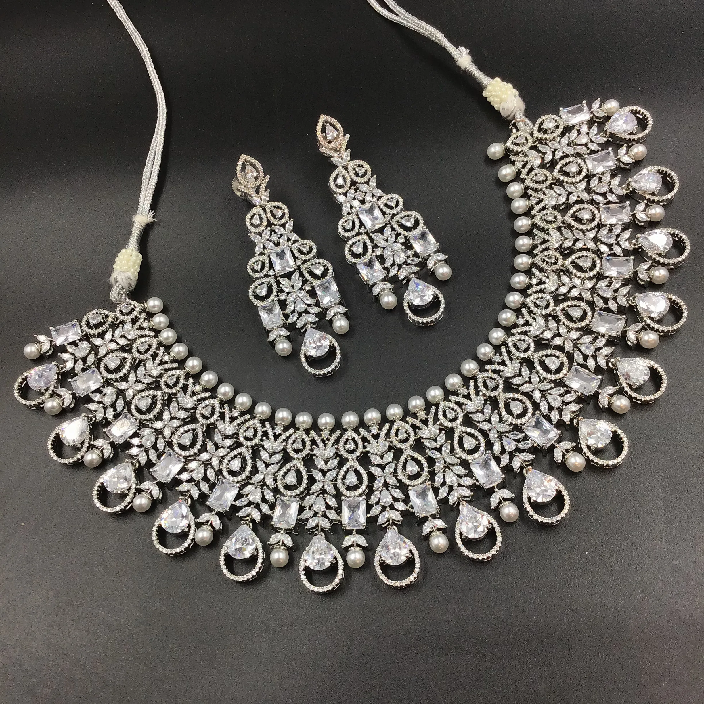 Round Neck Zircon/AD Necklace Set 7331-68