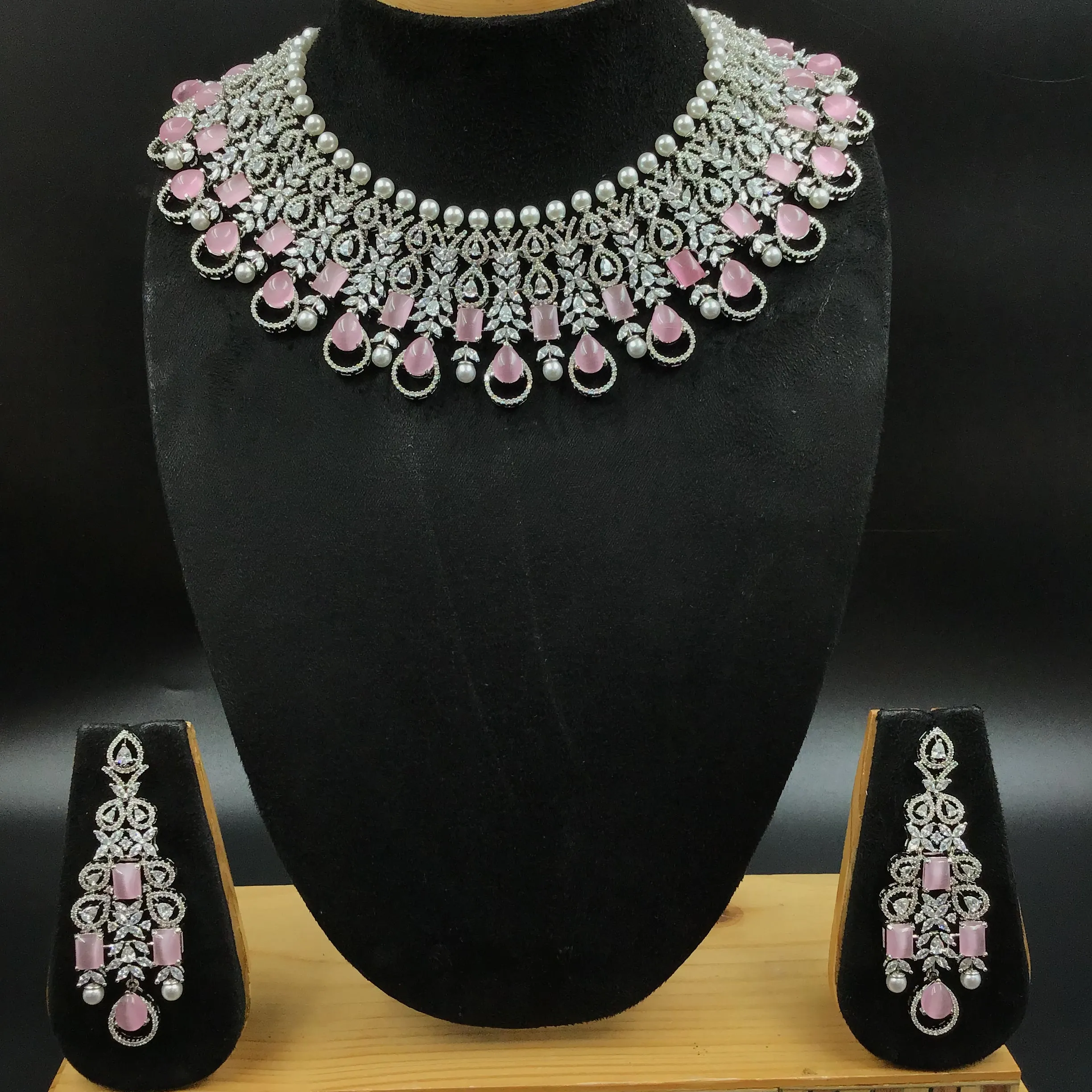 Round Neck Zircon/AD Necklace Set 7331-68
