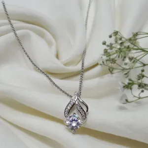 Silver Blossom Necklace with Center Zircon