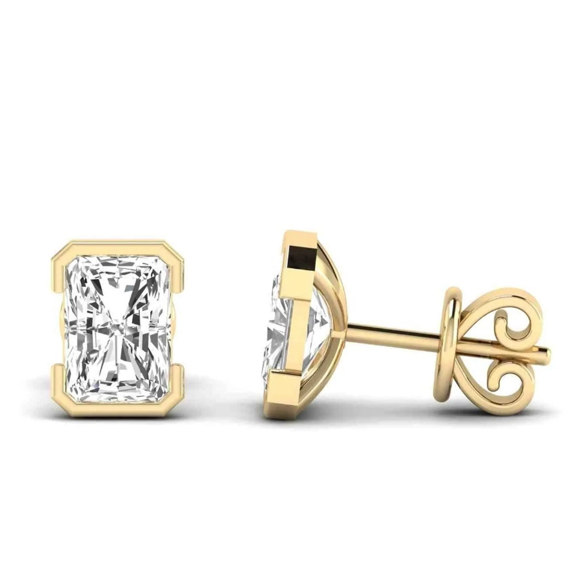 The Oran Radiant Cut Half Bezel Studs