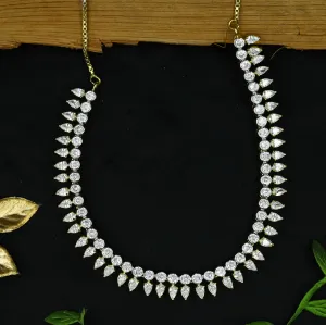 White Zircon/AD Necklace Set 2424-6489