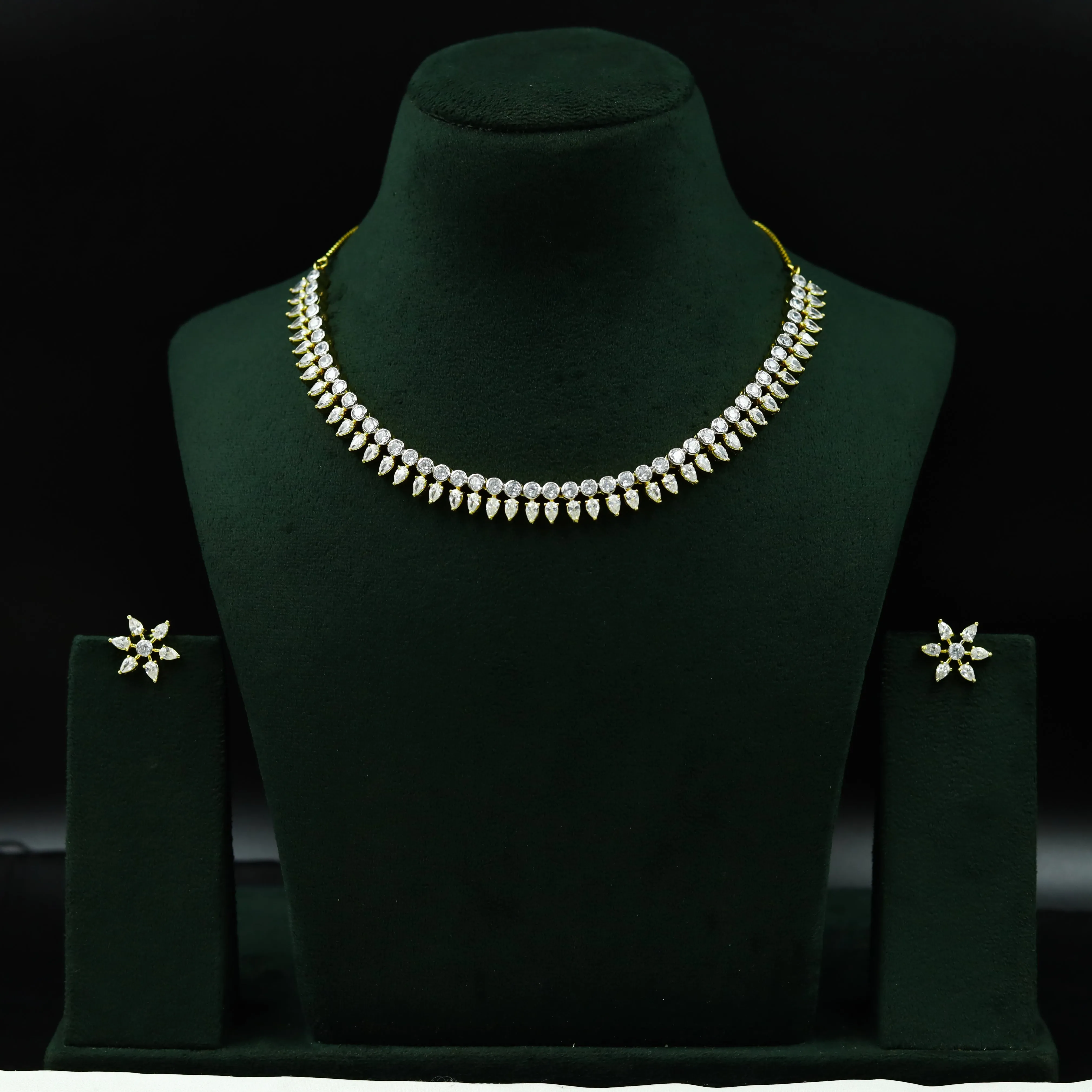 White Zircon/AD Necklace Set 2424-6489